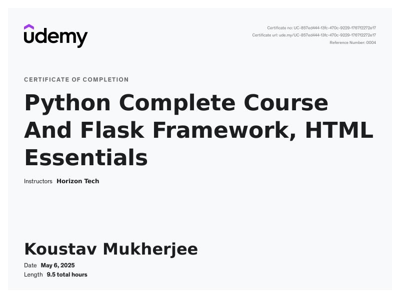 Python Complete Course And Flask Framework, HTML Essentials